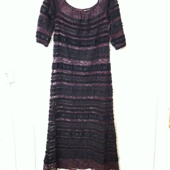 Liz Potter for Jeannie and Elizabeth Brown and Black Lace Maxi Dress - Picture 4 of 8